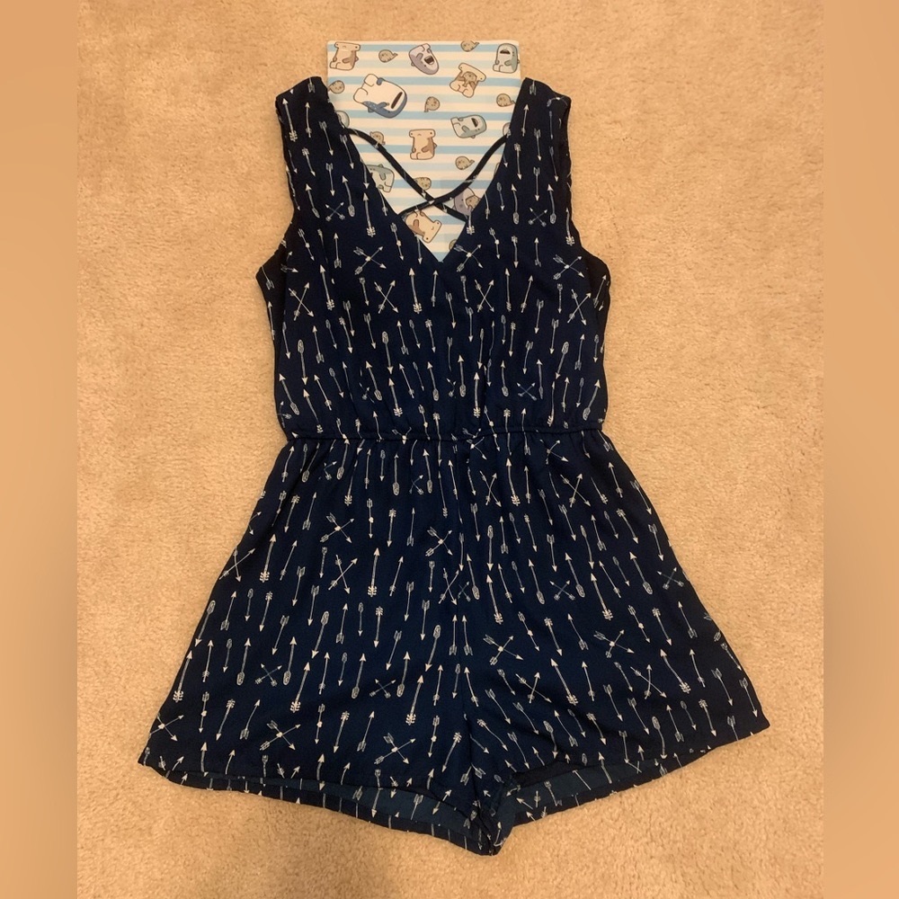As U Wish navy blue sleeveless romper M